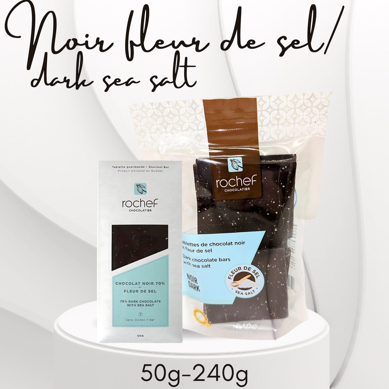 Rochef Chocolatier Sea Salt Dark Chocolate Gourmet Bar 50g