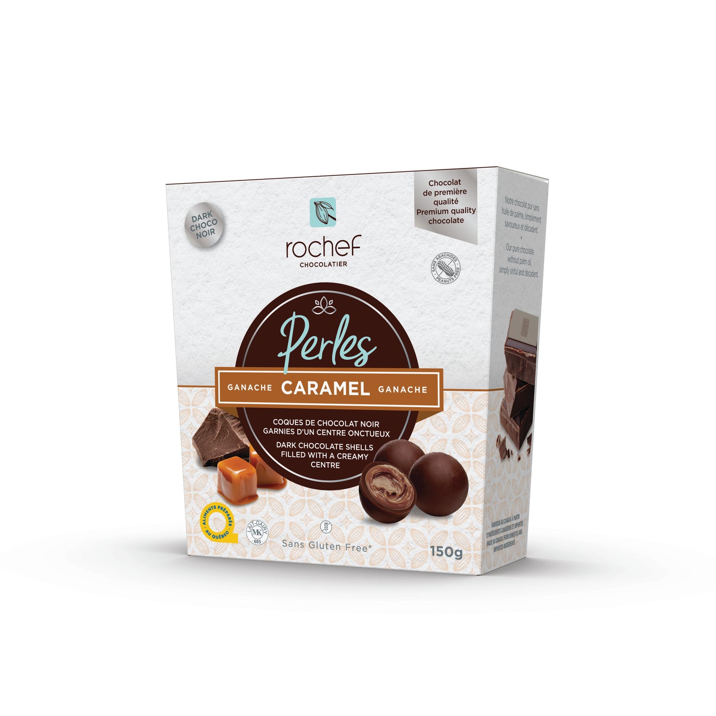 Dark chocolate salted caramel ganache perles 150g