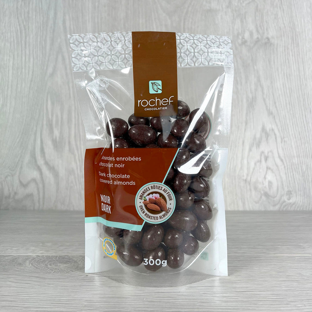 
                  
                    Dark chocolate covered oven roasted almonds 300g
                  
                