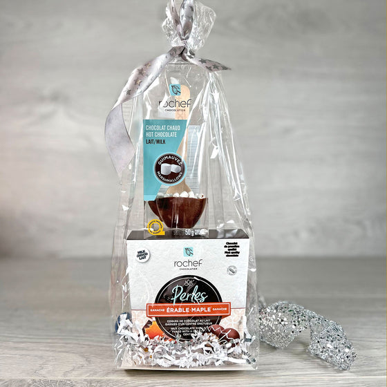 Gift Basket Hot Chocolate on a spoon & Chocolate Perle collection box